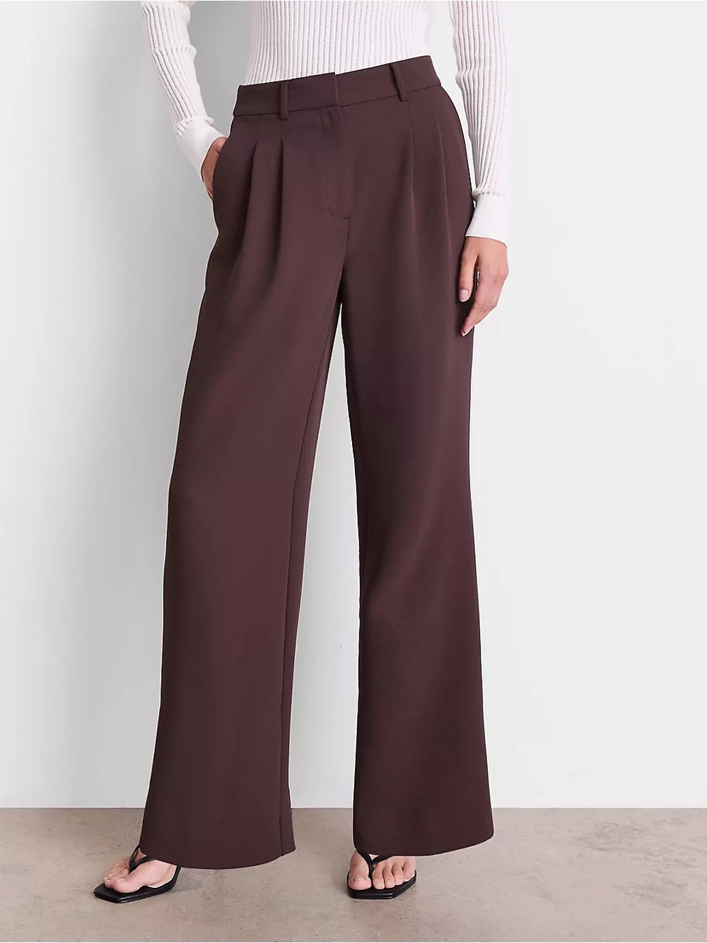 LOFT Versa Crepe Drape Pleated Relaxed Straight Pants